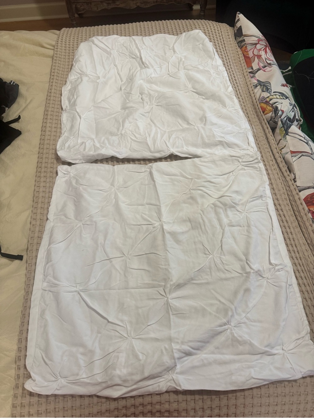 White Pleated Pintuck Pillow Covers (2 pillow cases, 24x24)